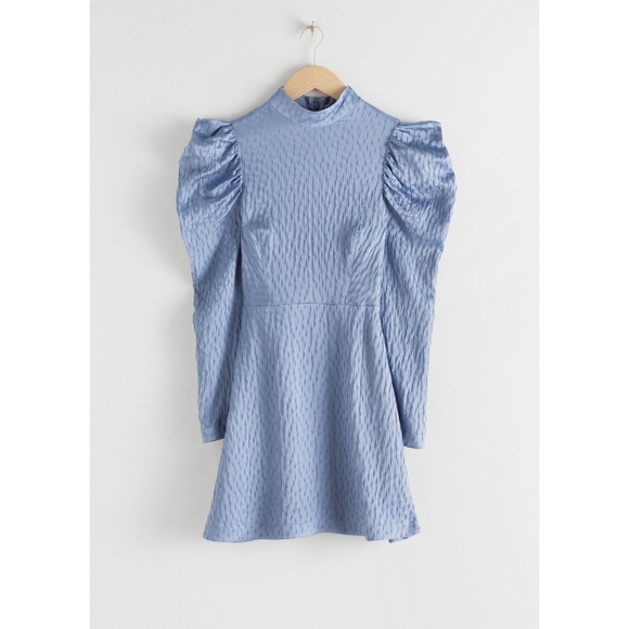 & Other Stories | Jacquard Puff Sleeve Mini Dress - Picture 3 of 9